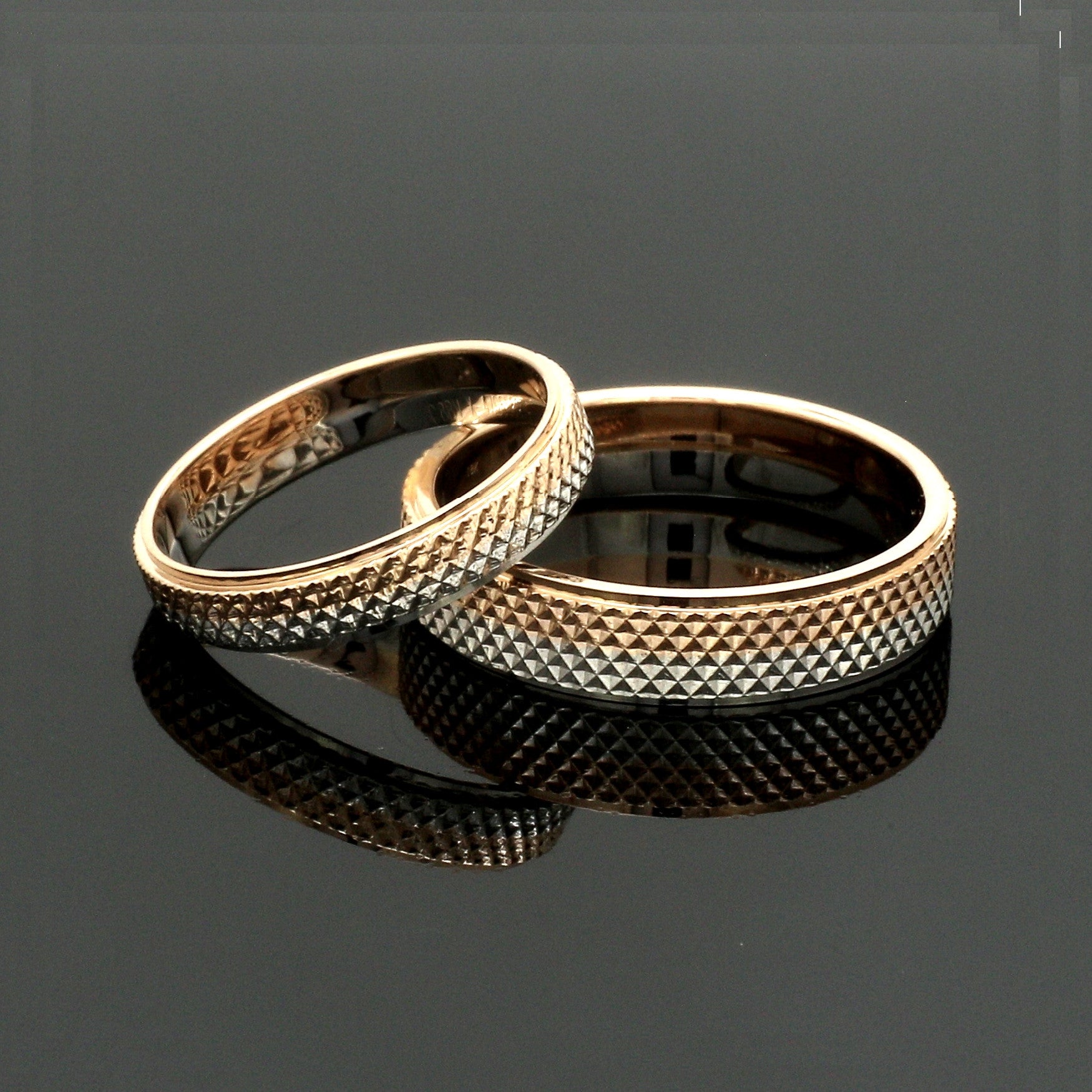 Platinum Love Bands with Rose Gold Ring JL PT 1406