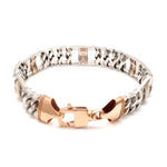 Load image into Gallery viewer, 11mm Platinum &amp; Rose Gold Heavy Bracelet for Men JL PTB 750R-A
