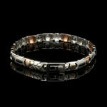 Load image into Gallery viewer, 7mm Platinum &amp; 18K Rose Gold Bracelet with Black Stone for Men JL PTB 1324
