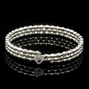 Dazzling Shiny 3-row Japanese Platinum Bracelet for Women with Diamond Cut Balls JL PTB 721