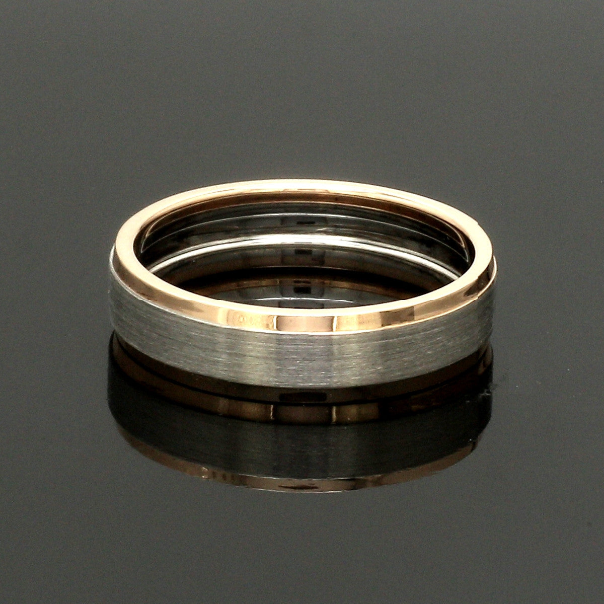 Engraved Platinum Love Bands with Rose Gold You & Me Ring JL PT 1404