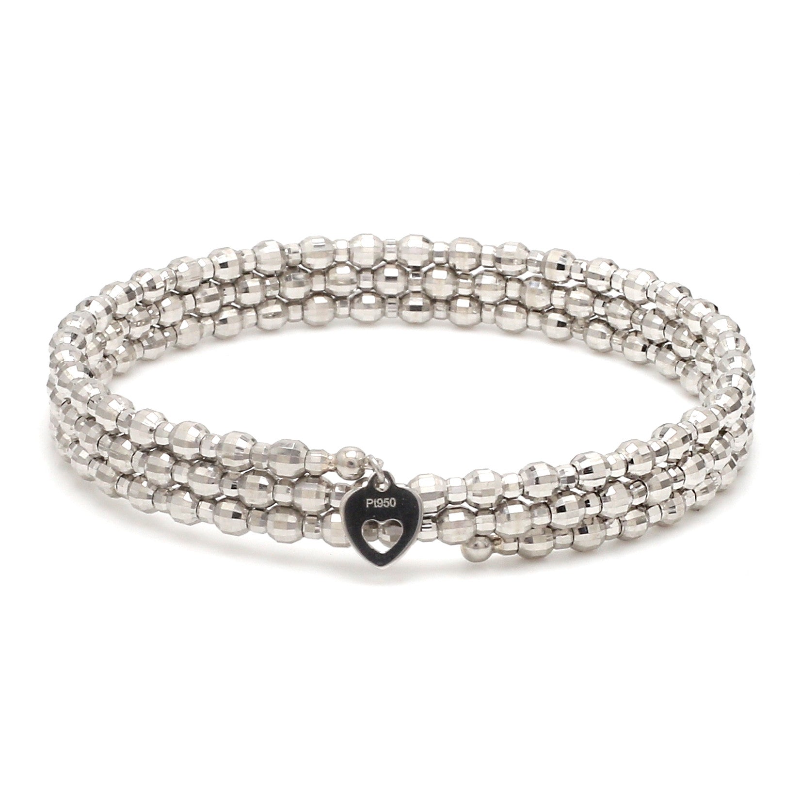 Dazzling Shiny 3-row Japanese Platinum Bracelet for Women with Diamond Cut Balls JL PTB 721