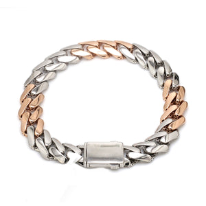 Men of Platinum | 9.5mm Matte & Hi-Polish Rose Gold Bracelet for Men JL PTB 1257