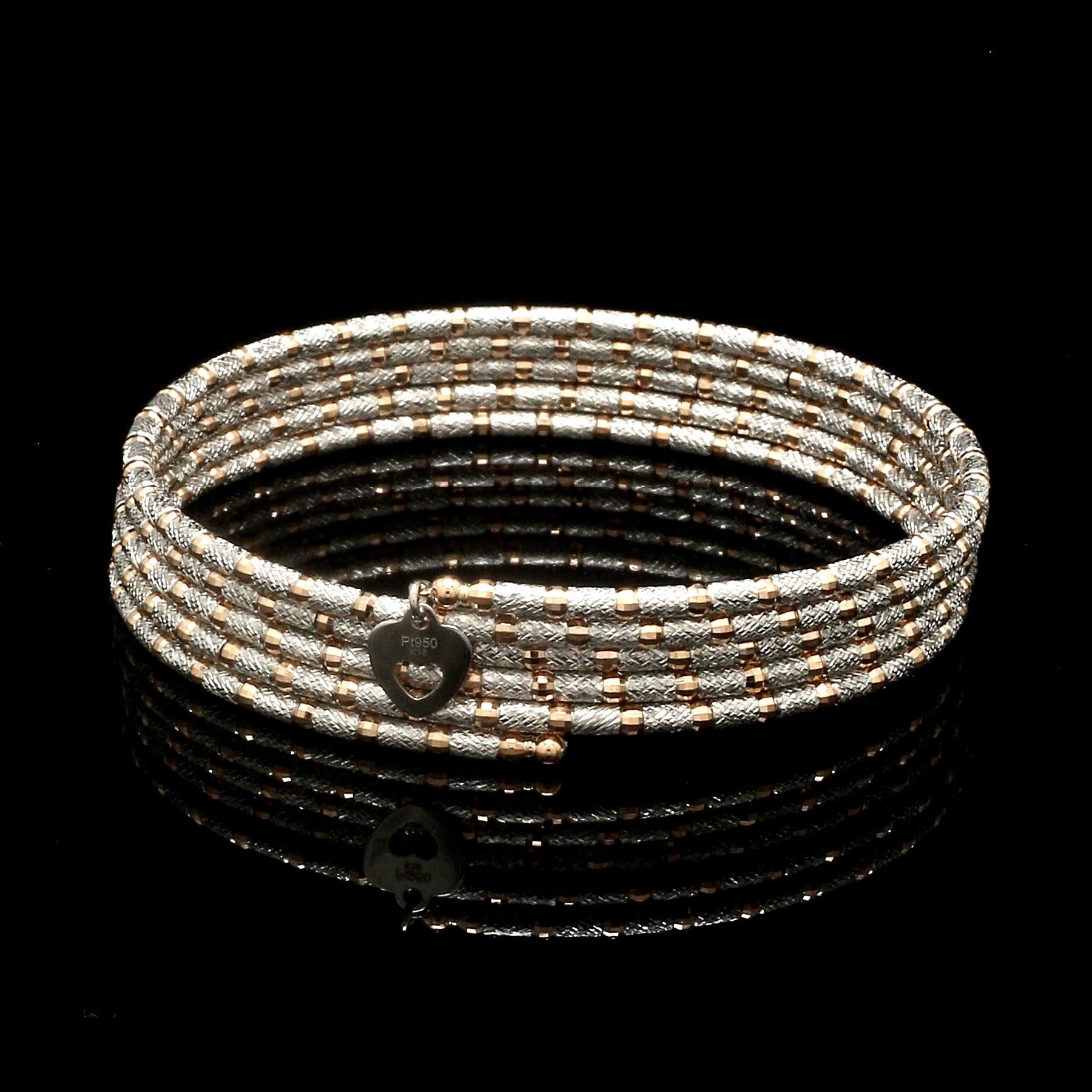 Buy Unique 5-Row Japanese Platinum & Rose Gold Bracelet for