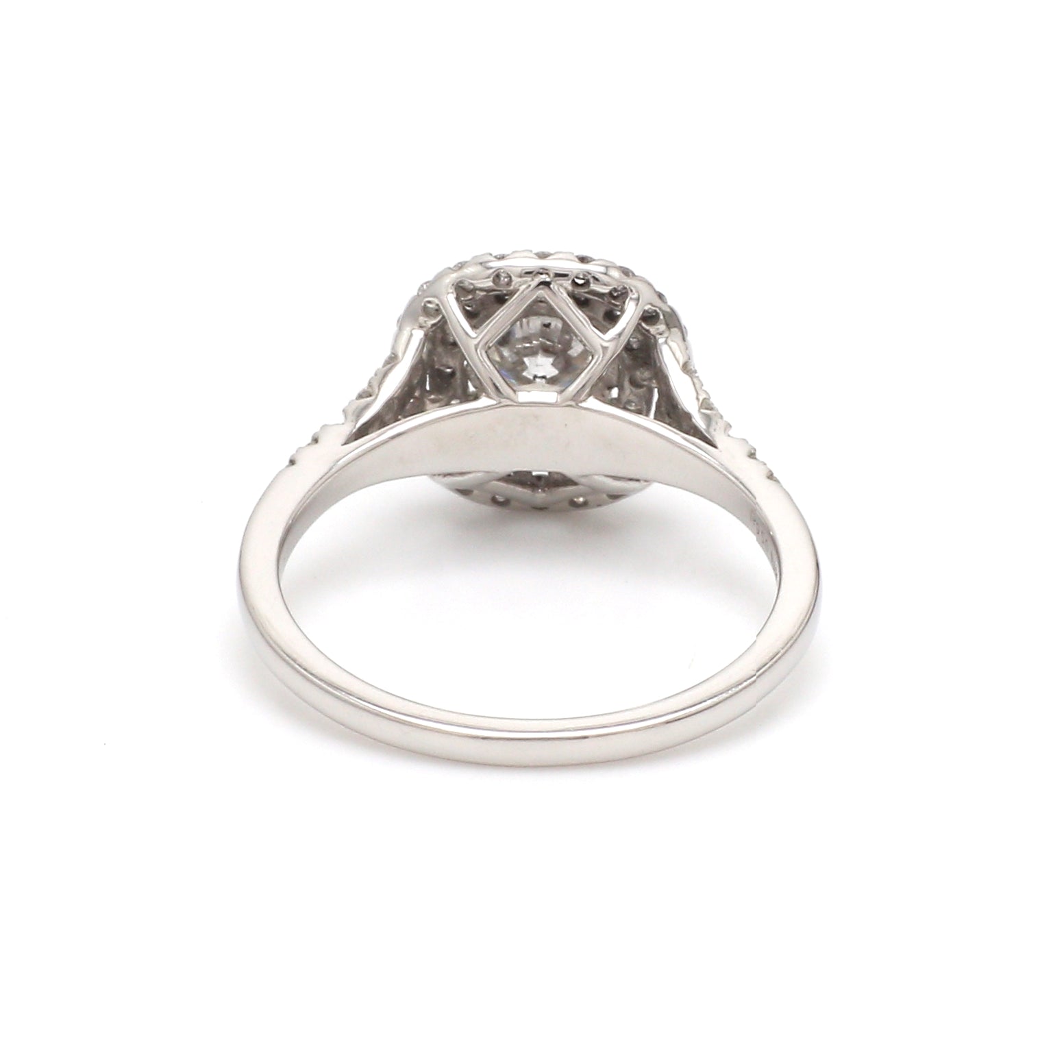70-Pointer Solitaire Platinum Double Halo Diamond Spilt Shank Ring JL PT 1268