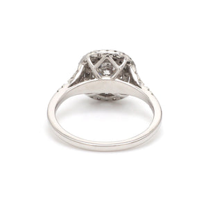 70-Pointer Solitaire Platinum Double Halo Diamond Spilt Shank Ring JL PT 1268