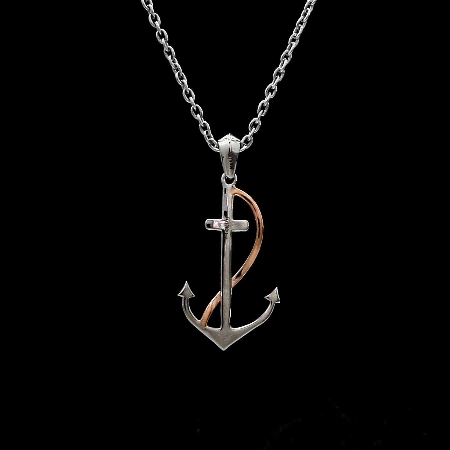 Platinum Anchor Pendant with Rose Gold for Sailors JL PT P 320   Jewelove.US