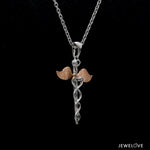 Load image into Gallery viewer, Platinum Caduceus Pendant for Doctors with Rose Gold Wings JL PT P 319   Jewelove.US
