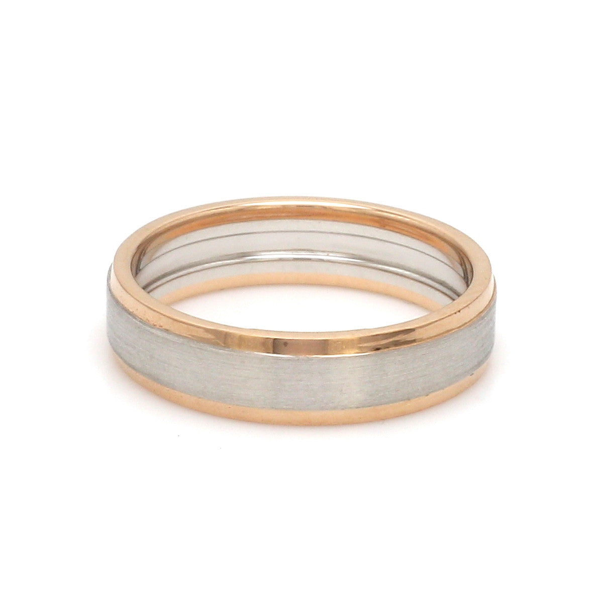 Engraved Platinum Love Bands with Rose Gold You & Me Ring JL PT 1404