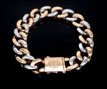 Load image into Gallery viewer, 13.5mm Two-tone Platinum &amp; Rose Gold Curb Bracelet for Men JL PTB 1174   Jewelove

