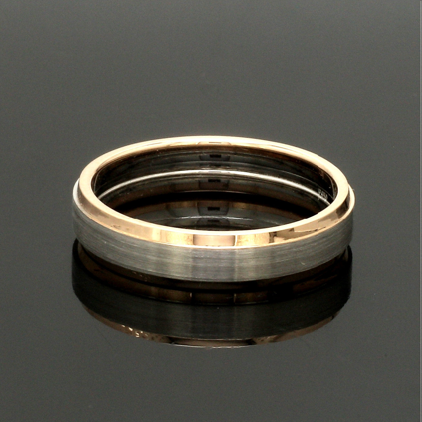 Engraved Platinum Love Bands with Rose Gold You & Me Ring JL PT 1404