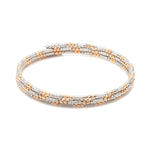Load image into Gallery viewer, Japanese 3-row Platinum &amp; Rose Gold Bracelet for Women with Diamond Cut Balls JL PTB 1276
