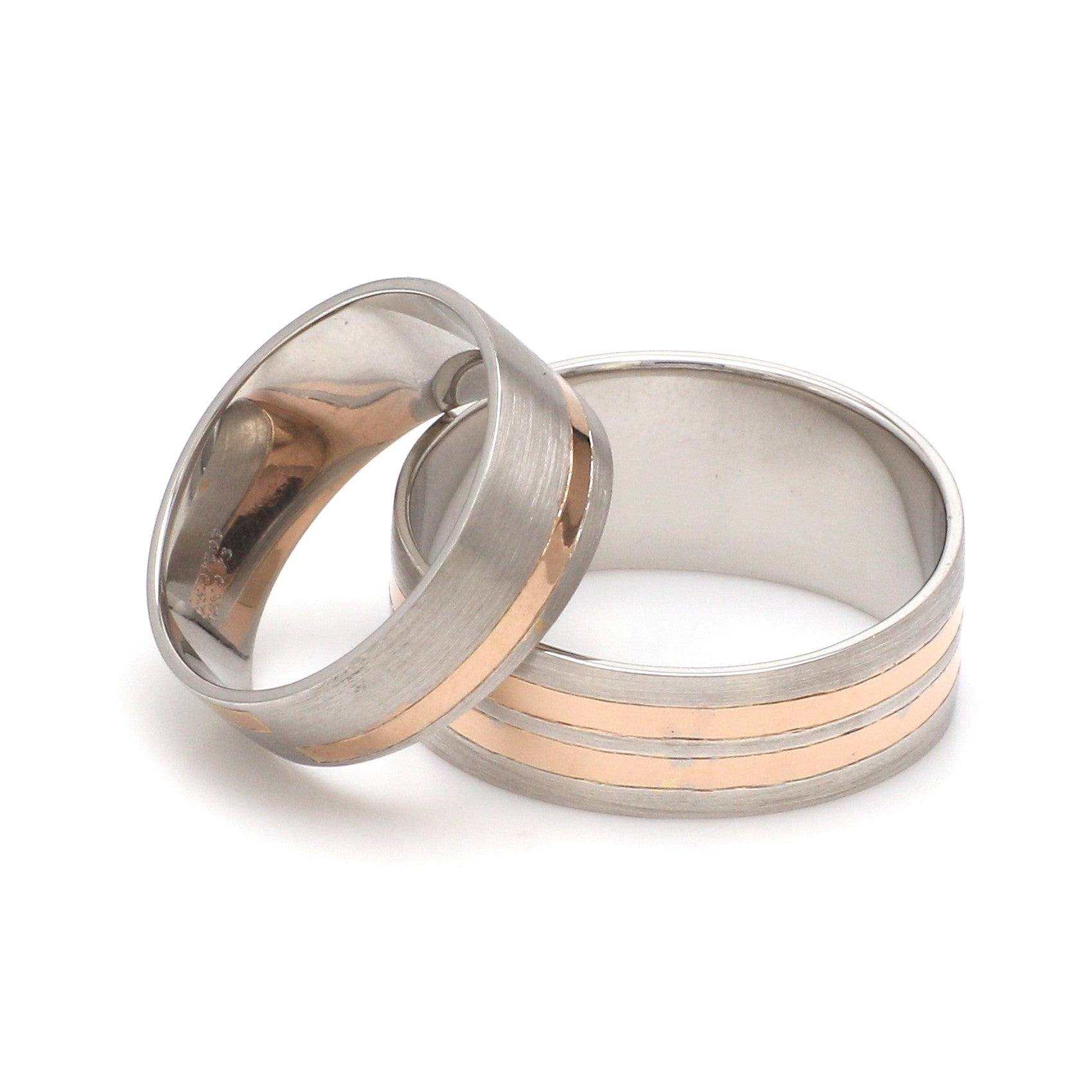 Platinum Love Bands with Rose Gold Ring JL PT 1413