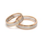 Load image into Gallery viewer, Engraved Platinum Love Bands with Rose Gold You &amp; Me Ring JL PT 1404
