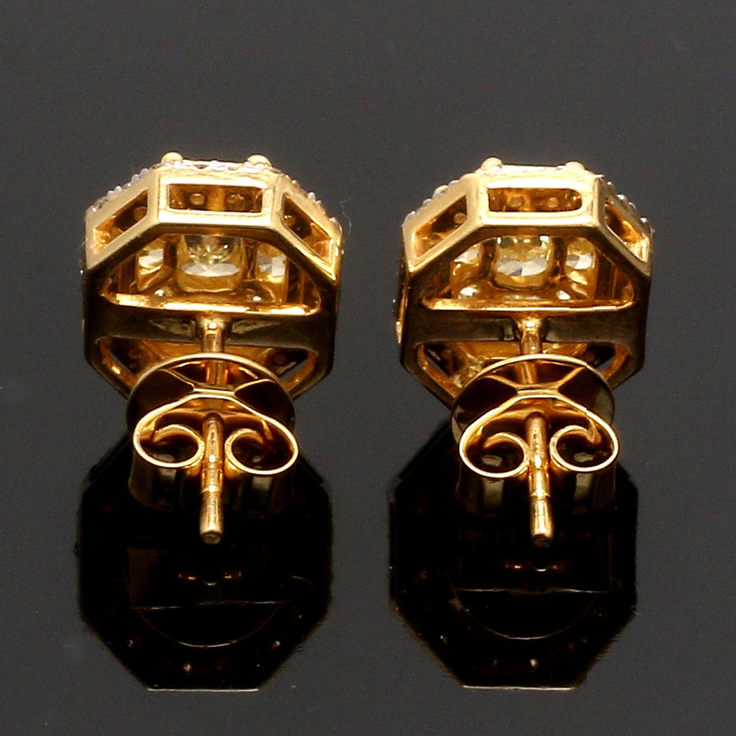 18K Yellow Gold Earrings with Natural Fancy Yellow & White Diamonds JL AU E 103