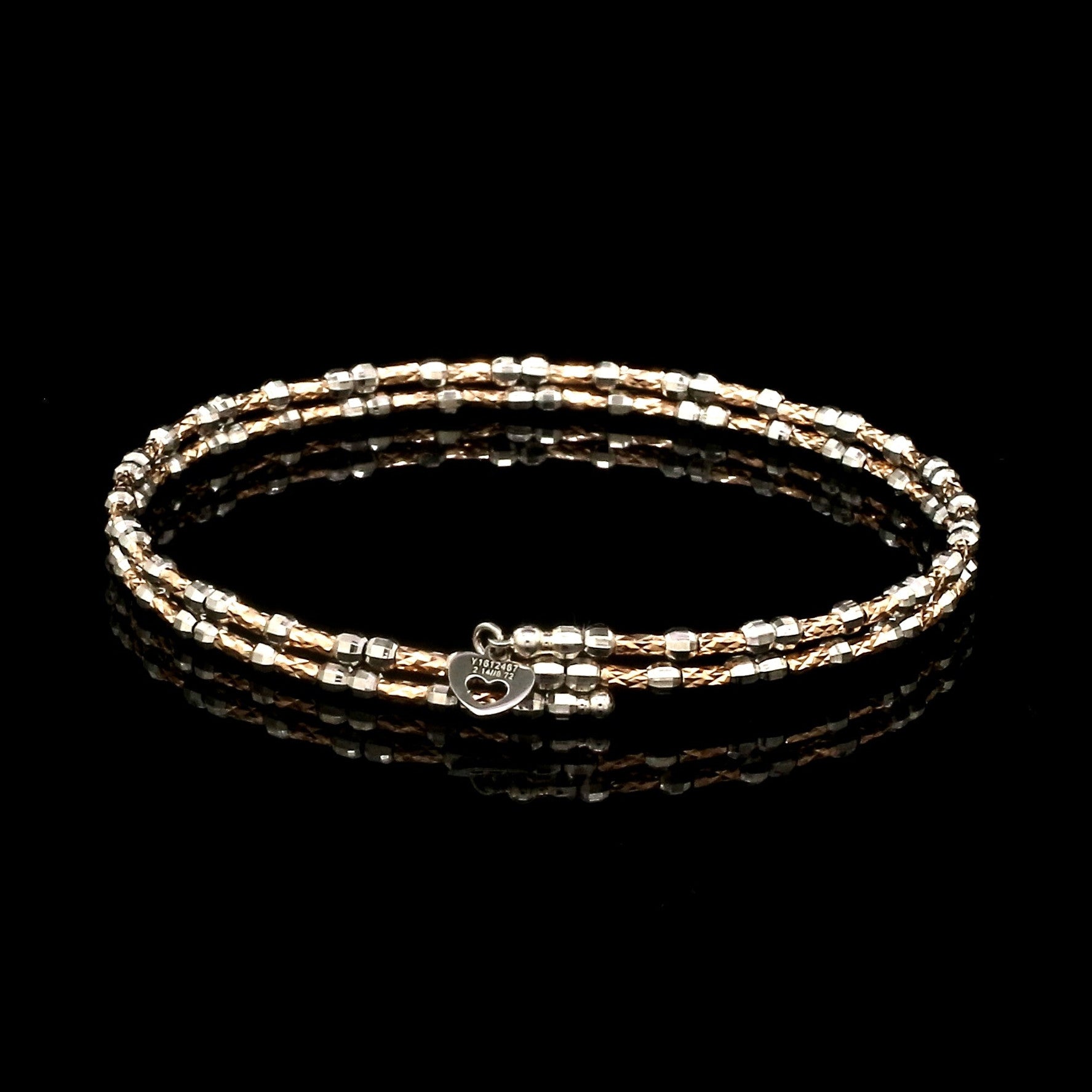 Unique 2-Row Japanese Platinum & Rose Gold Bracelet for Women JL PTB 774