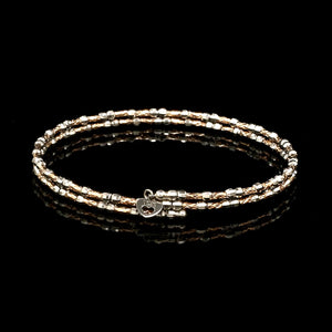Unique 2-Row Japanese Platinum & Rose Gold Bracelet for Women JL PTB 774