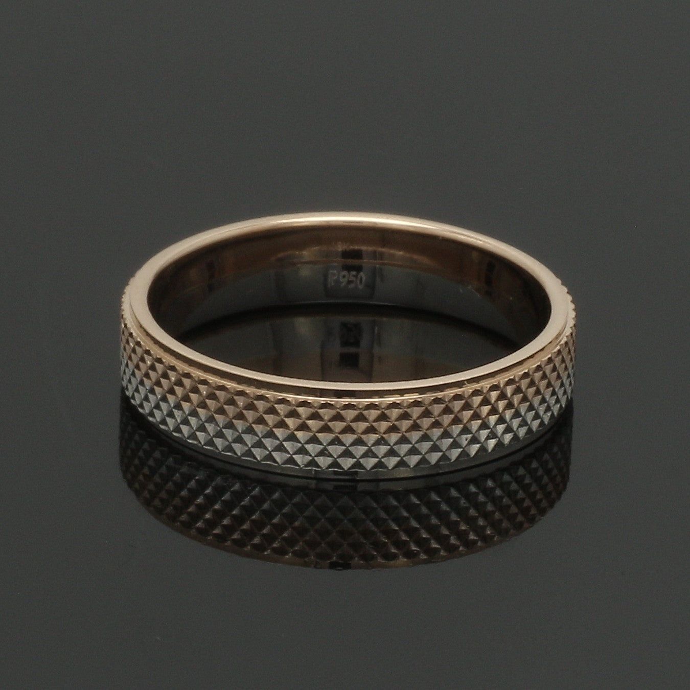 Platinum Love Bands with Rose Gold Ring JL PT 1406
