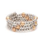 Load image into Gallery viewer, Japanese 3 Row Flexible Platinum Rose Gold Fusion Ring with Diamond Cutting JL PT 1377
