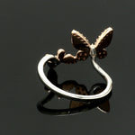 Load image into Gallery viewer, Evara Platinum Rose Gold Diamond Butterfly Ring for Women JL PT 1410
