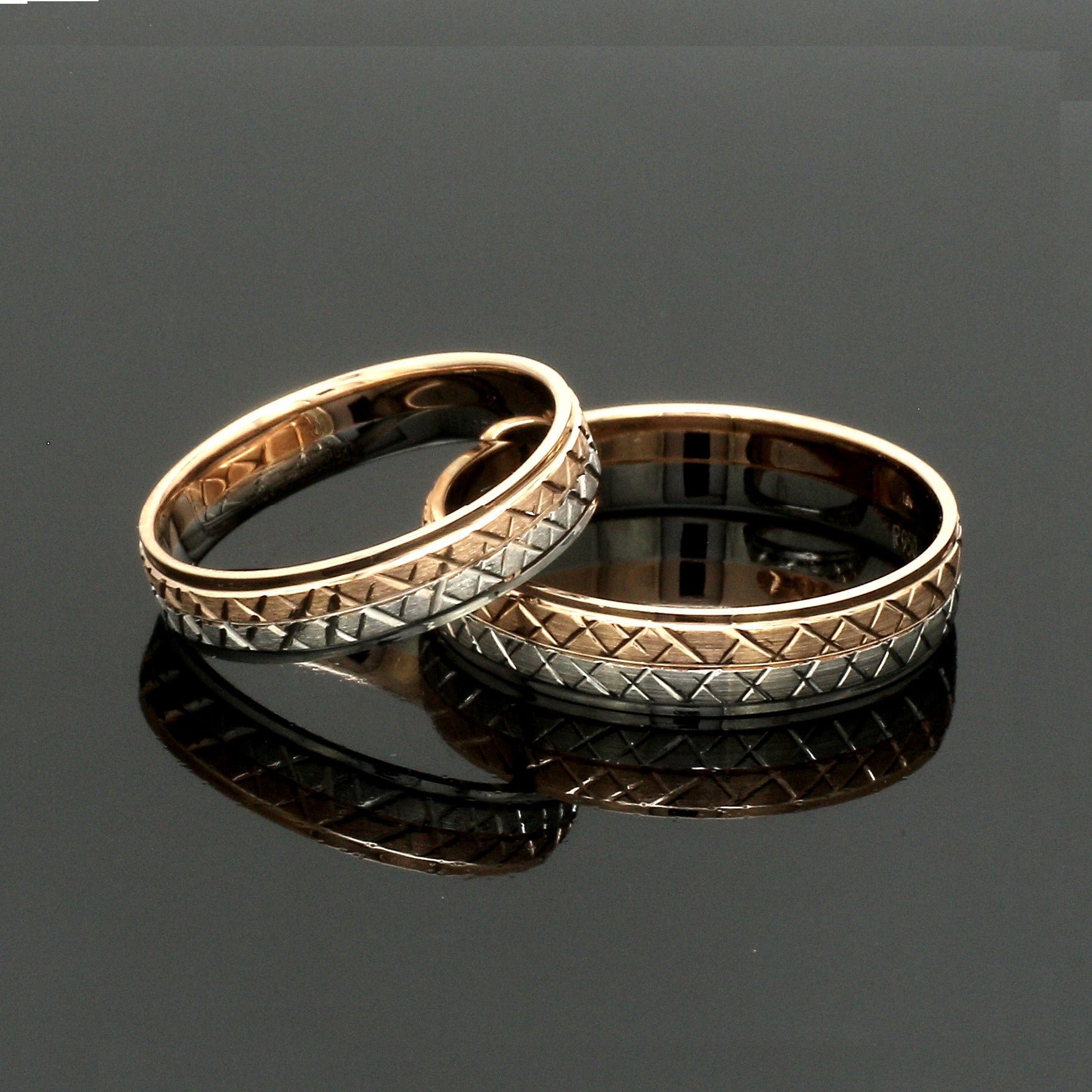 Platinum Love Bands with Rose Gold Unisex Ring JL PT 1407