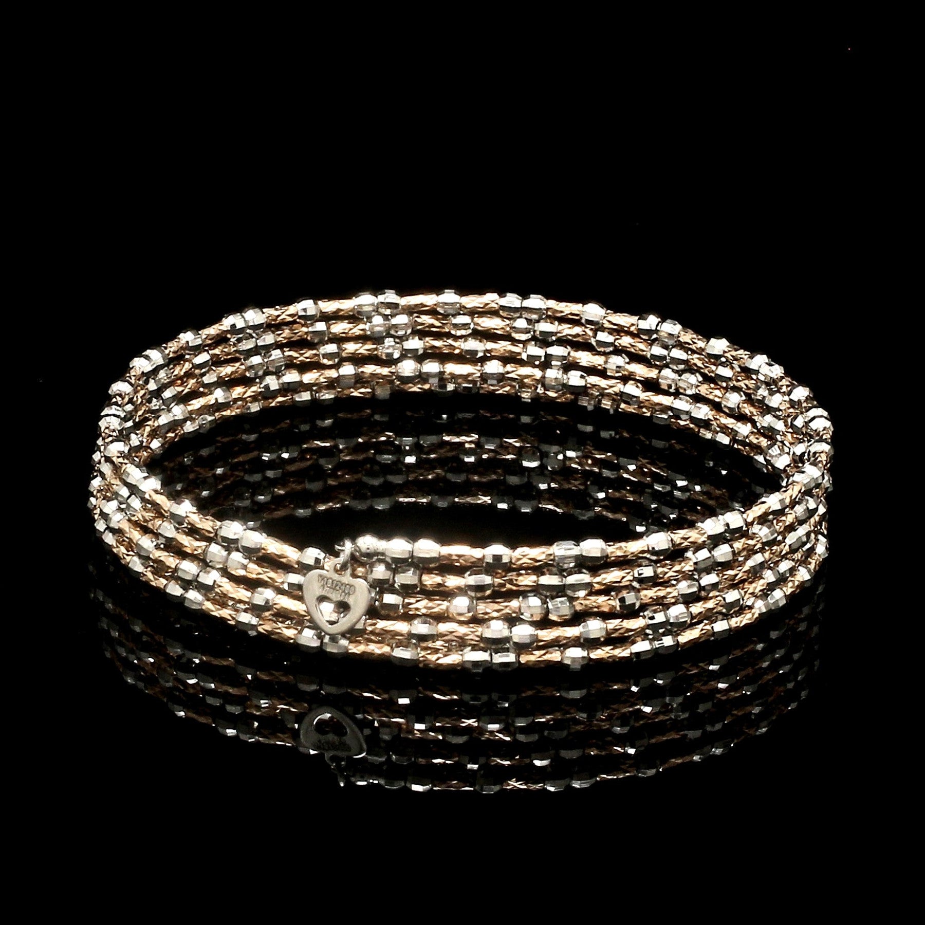 Unique 5-Row Japanese Platinum & Rose Gold Bracelet for Women JL PTB 775