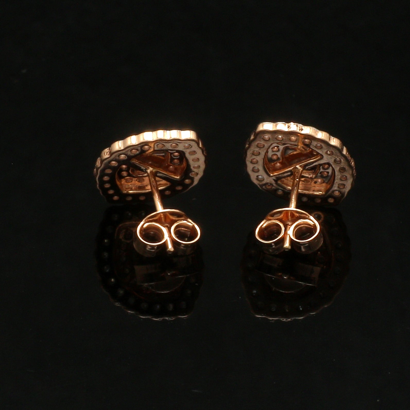 18K Rose Gold Pink Marquise Diamond Earrings with Light Pink & White Round Diamond JL AU PD 105