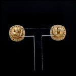 Load image into Gallery viewer, 18K Yellow Gold Earrings with Princess Cut Natural Fancy Yellow &amp; White Diamonds JL AU E 104
