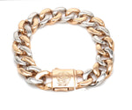 Load image into Gallery viewer, 13.5mm Two-tone Platinum &amp; Rose Gold Curb Bracelet for Men JL PTB 1174   Jewelove

