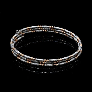 Japanese 3-row Platinum & Rose Gold Bracelet for Women with Diamond Cut Balls JL PTB 1276