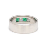 Load image into Gallery viewer, Platinum Lab Grown Princess Cut Diamonds with Natural Emerald Ring for Men JL PT LG 1483
