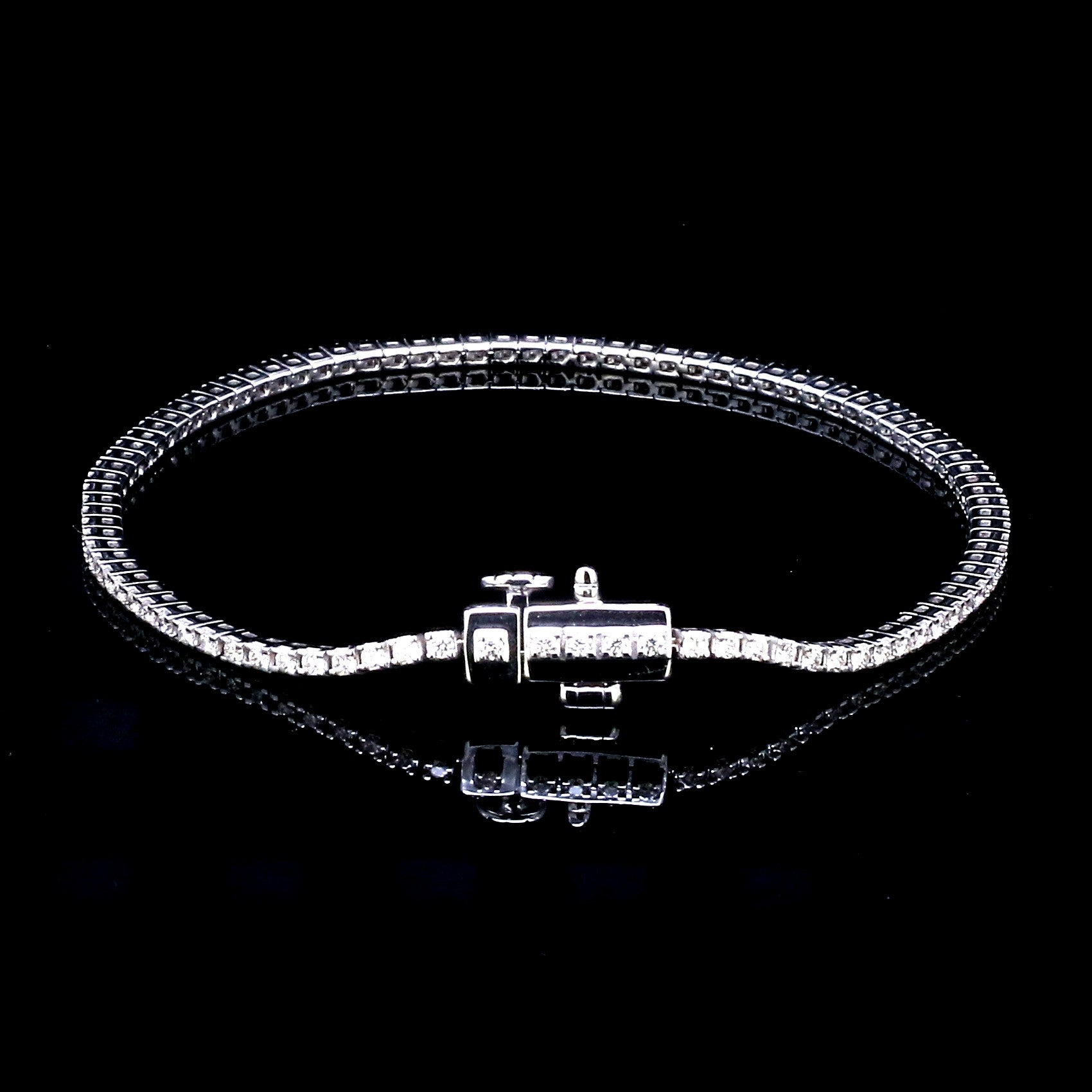 Single Line Platinum Tennis Bracelet with Diamonds JL PTB 1235