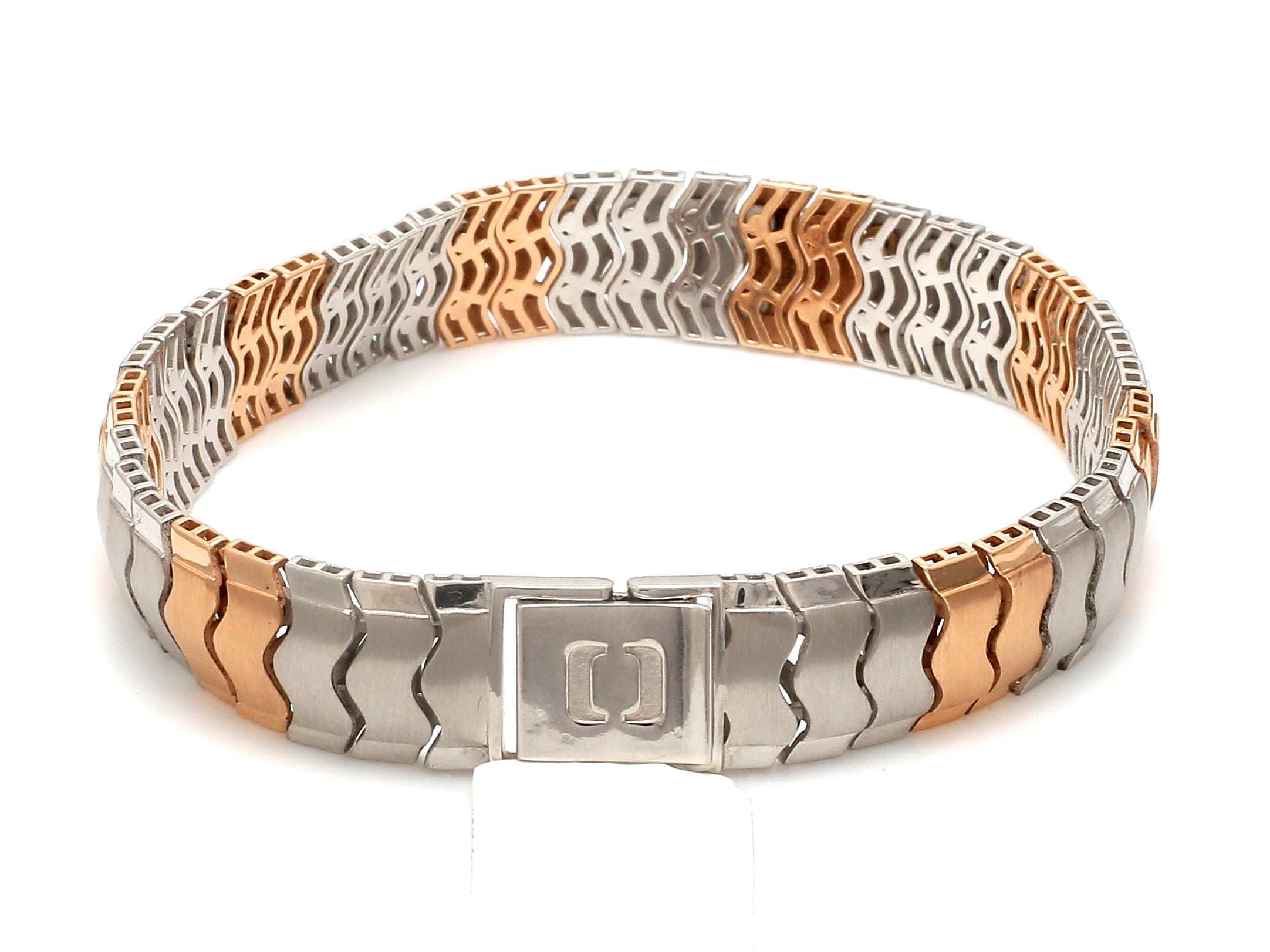 Platinum Rose Gold Bracelet with Hi-Polish & Matte Finish for Men JL PTB 1177   Jewelove.US