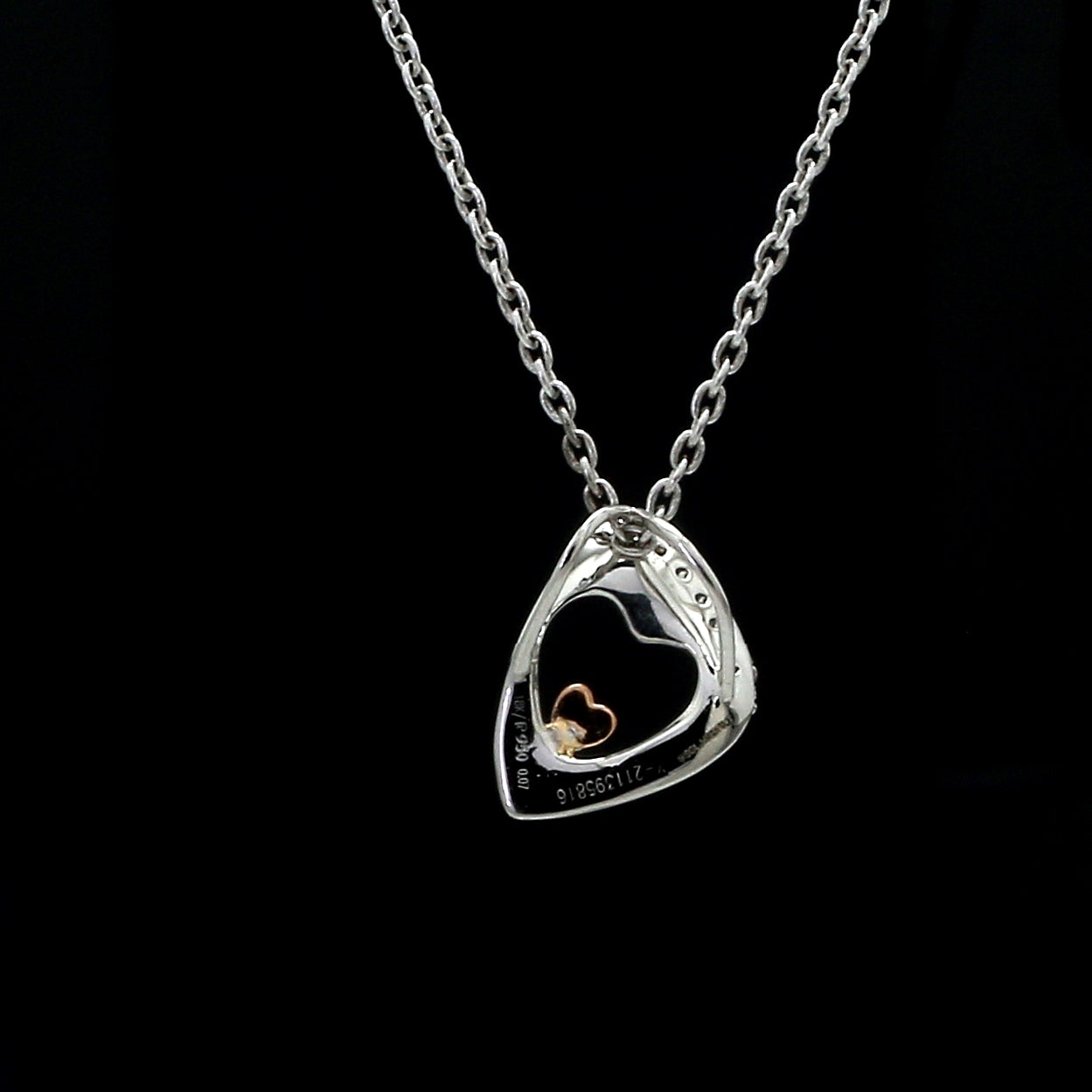 Evara Platinum Diamonds Pendant with Rose Gold Heart JL PT P 323   Jewelove.US