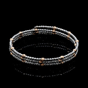 Japanese 3-row Platinum & Rose Gold Bracelet for Women with Diamond Cut Balls JL PTB 1261