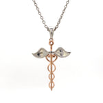 Load image into Gallery viewer, Platinum Rose Gold Caduceus Pendant for Doctors with Wings JL PT P 319-A
