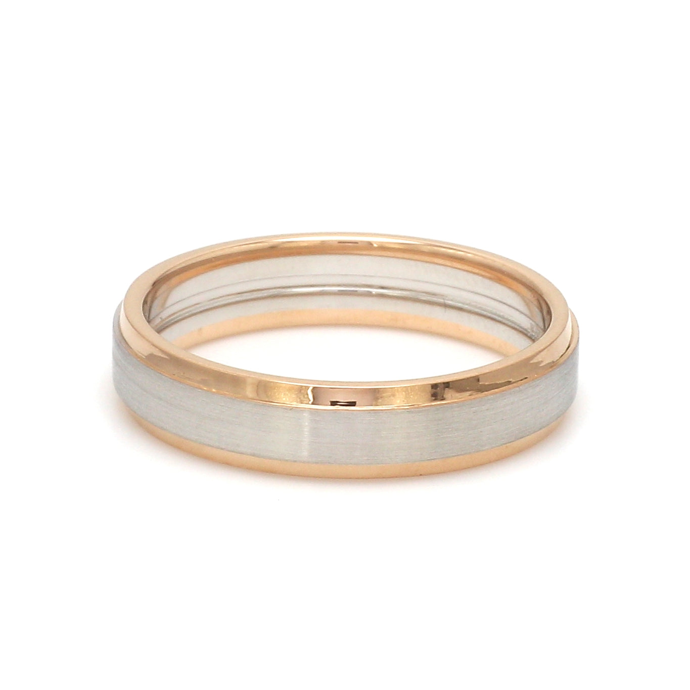 Engraved Platinum Love Bands with Rose Gold You & Me Ring JL PT 1404