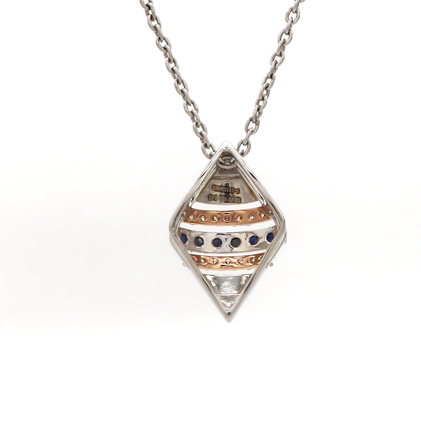 Evara Platinum Rose Gold Diamond with Blue Sapphire Pendant for Women JL PT P 366