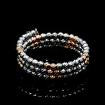 Load image into Gallery viewer, Japanese 3 Row Flexible Platinum Rose Gold Fusion Ring with Diamond Cutting JL PT 1375
