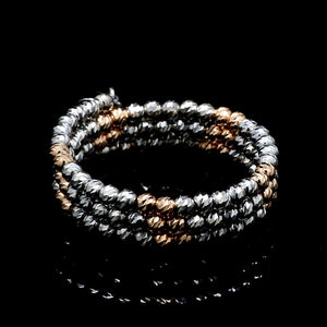 Japanese 3 Row Flexible Platinum Rose Gold Fusion Ring with Diamond Cutting JL PT 1375