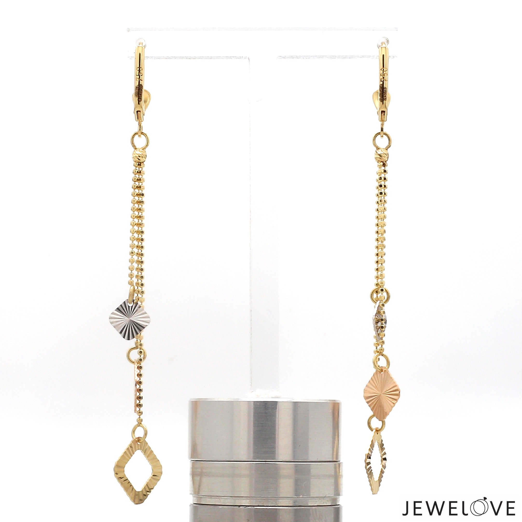 Designer 18K Yellow Hanging Gold Earrings JL AU E 03   Jewelove.US