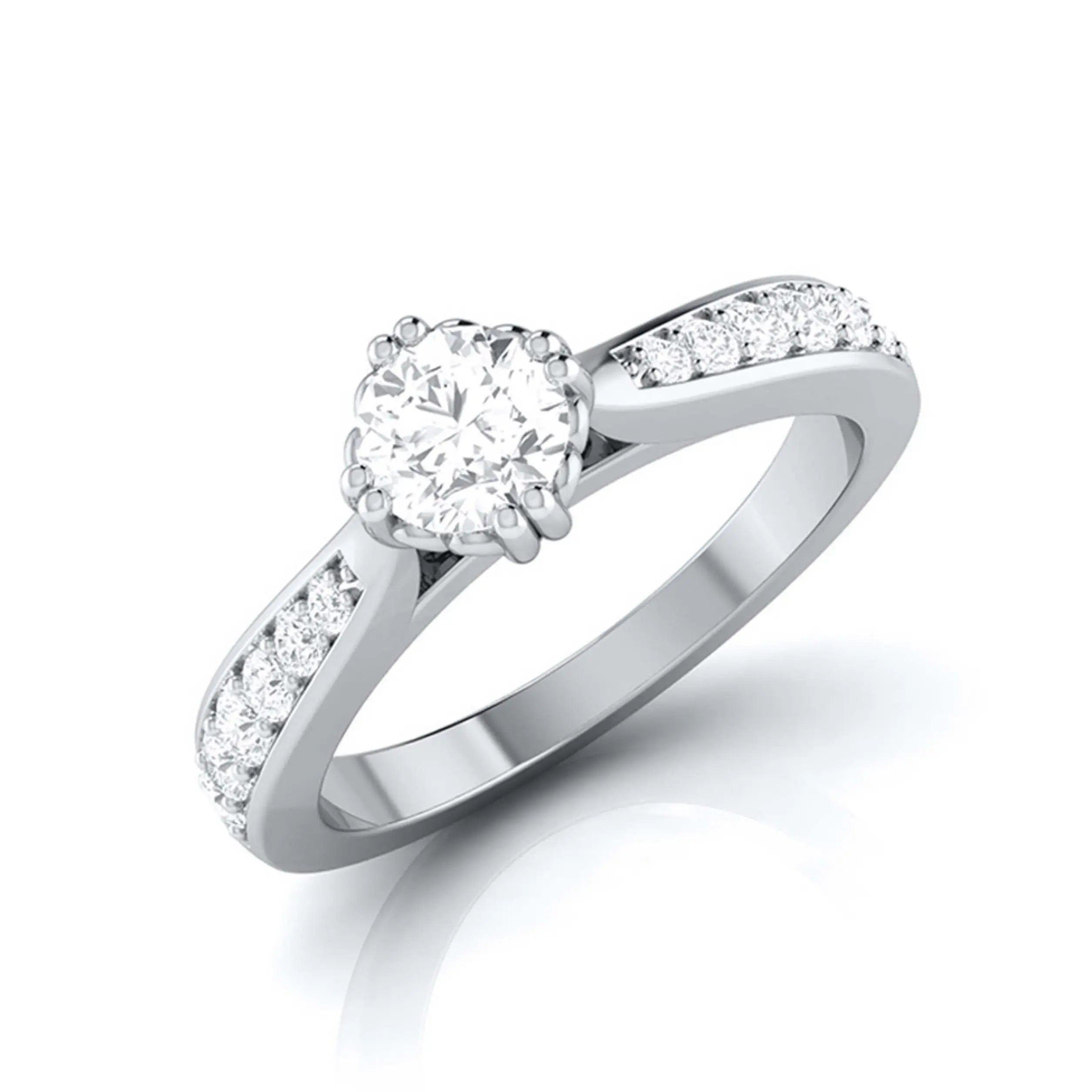 Beautiful Hidden Hearts 30-Pointer Platinum Solitaire Engagement Ring with Accent Diamonds JL PT G 107   Jewelove.US