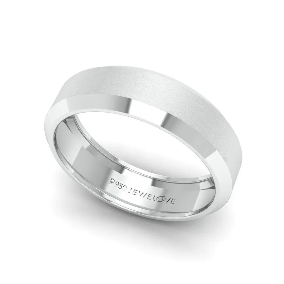 Beveled Edges Plain Platinum Ring for Men JL PT 616   Jewelove.US