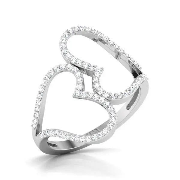 Big Hearts Platinum Ring with Diamonds for Women JL PT 564   Jewelove.US