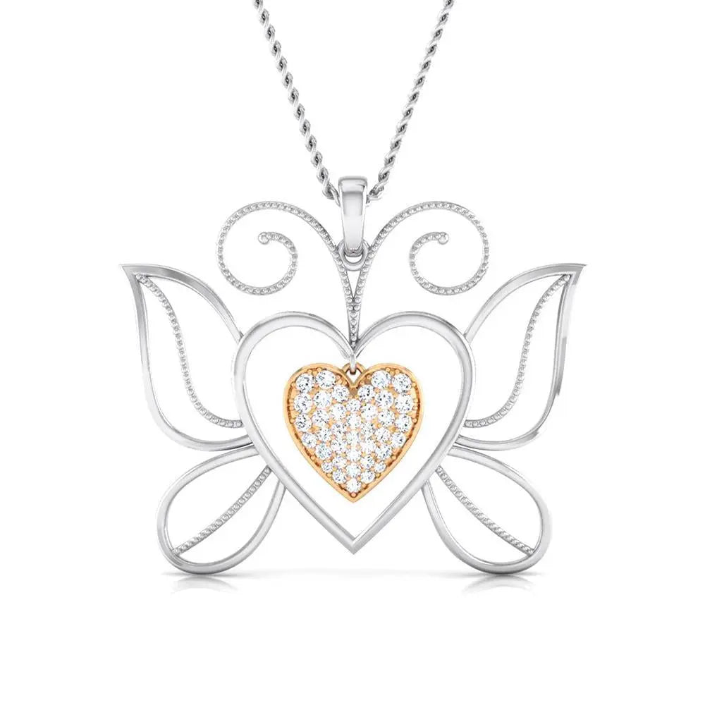 Butterfly Heart Platinum Pendant with Rose Gold & Diamonds JL PT P 8076   Jewelove.US