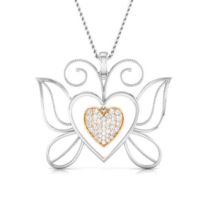 Butterfly Heart Platinum Pendant with Rose Gold & Diamonds JL PT P 8076   Jewelove.US