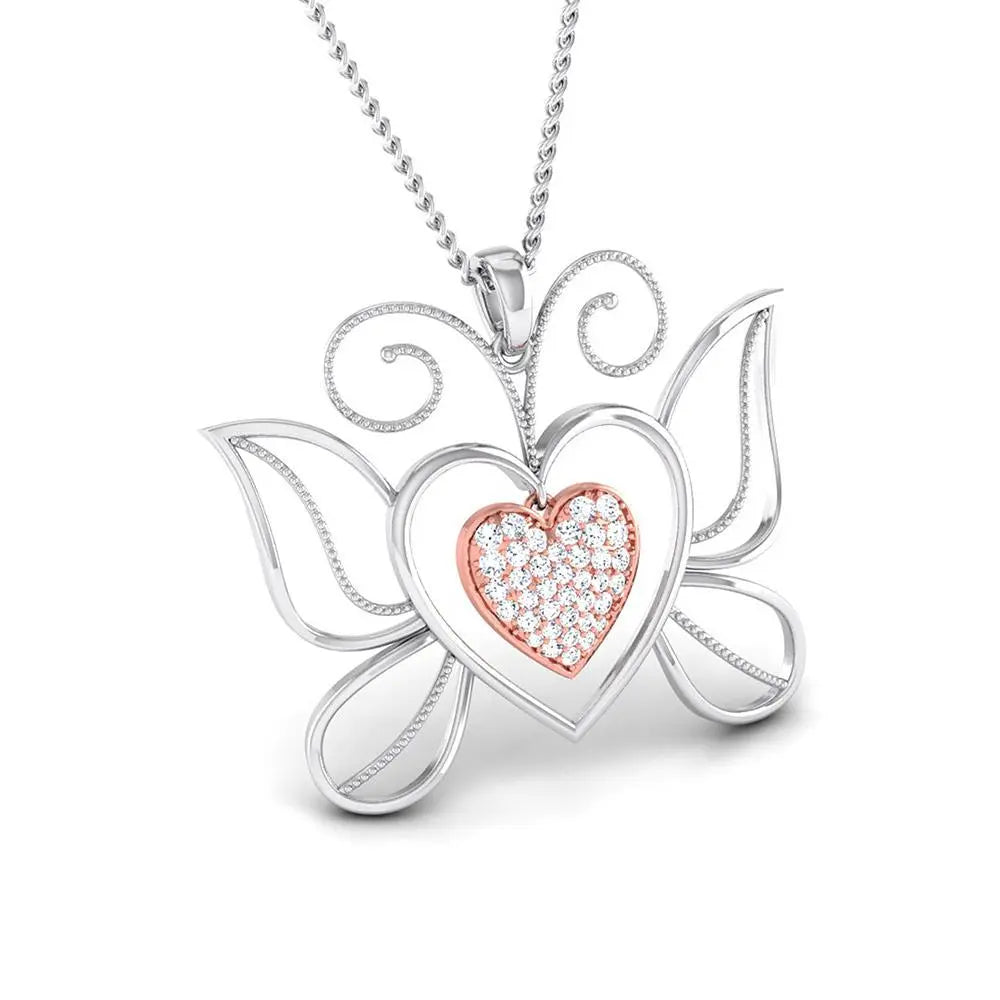 Butterfly Heart Platinum Pendant with Rose Gold & Diamonds JL PT P 8076   Jewelove.US