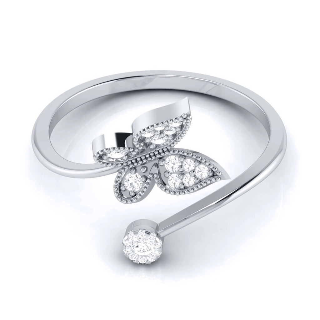 Butterfly Platinum Diamond Ring with Milgrain for Women JL PT LR 142   Jewelove.US