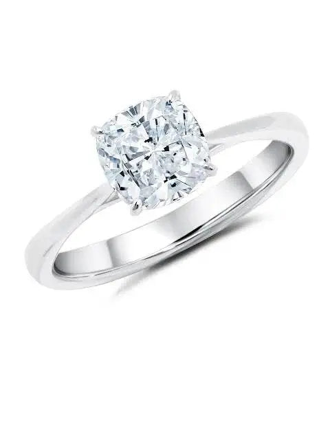 Classic 4 Prong Platinum Cushion Cut Solitaire Ring   Jewelove.US