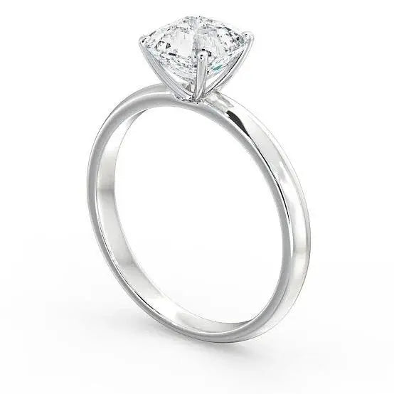 Classic 4 Prong Platinum Cushion Cut Solitaire Ring   Jewelove.US